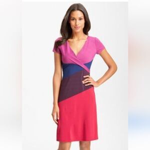 BCBG color block wrap-style dress size XS